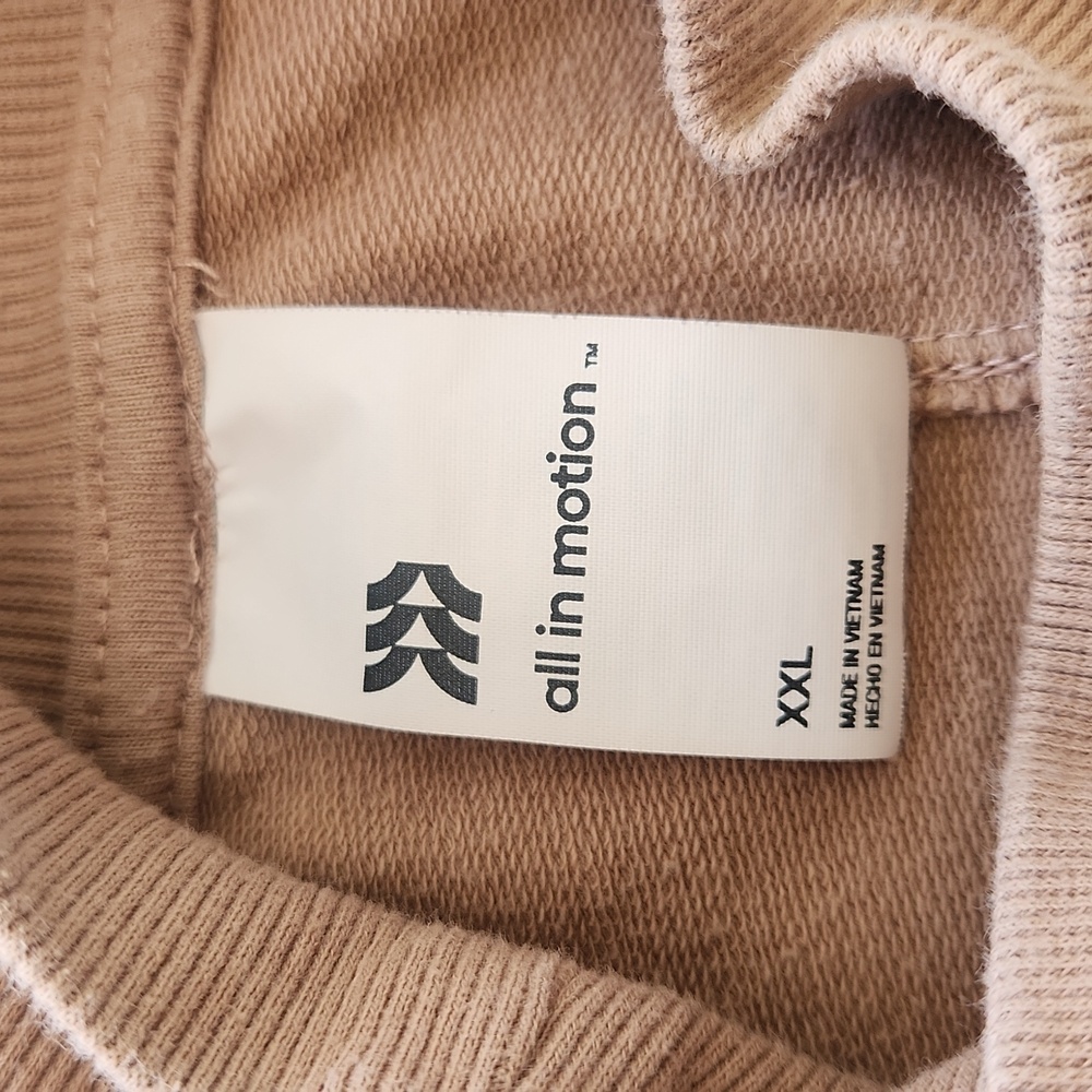 All In Motion French Terry Butter Wash Sweatshirt Mock Neck Taupe XXL - Picture 7 of 16